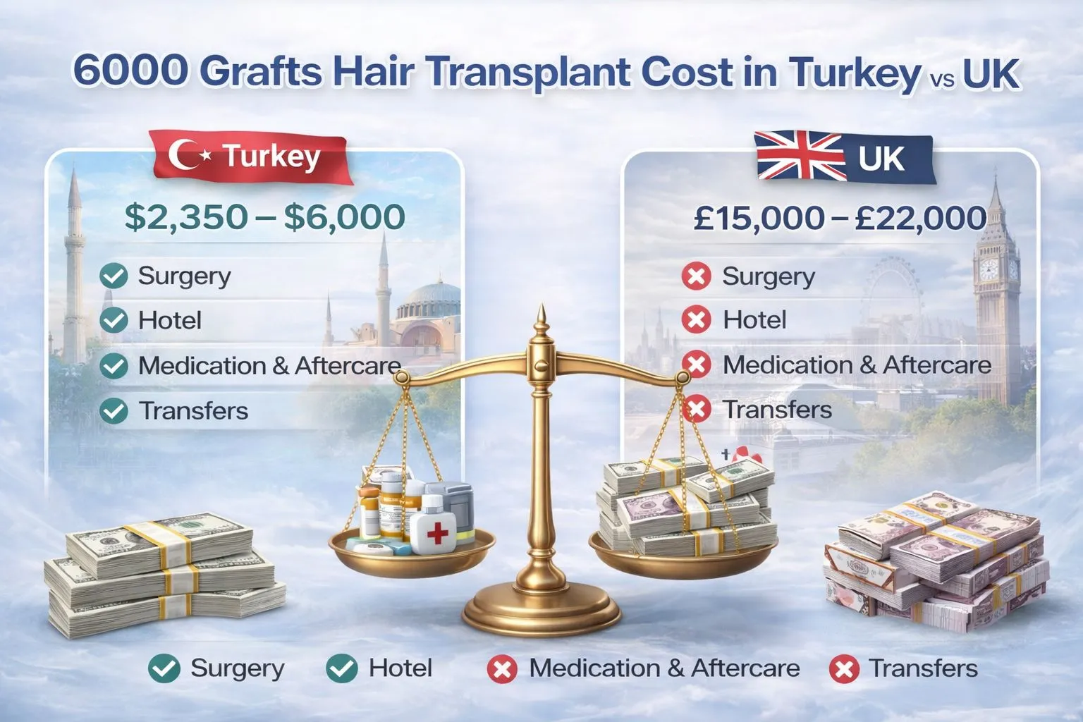 6000 Grafts Hair Transplant Cost In Turkey Vs Uk