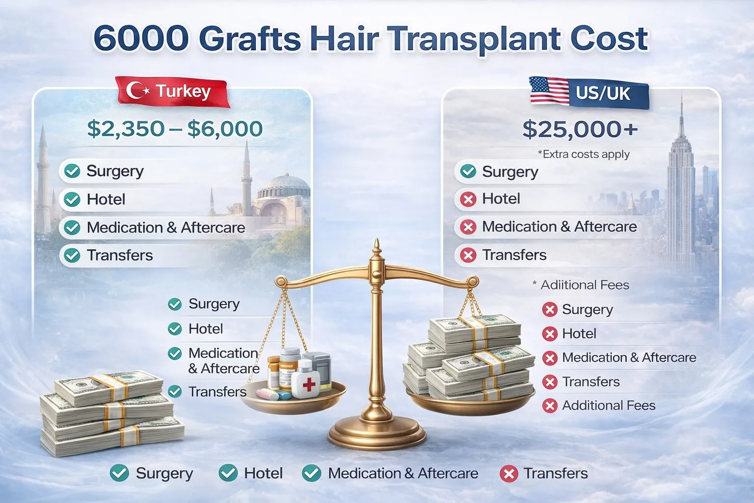 6000 Grafts Hair Transplant Cost In Turkey Vs United States
